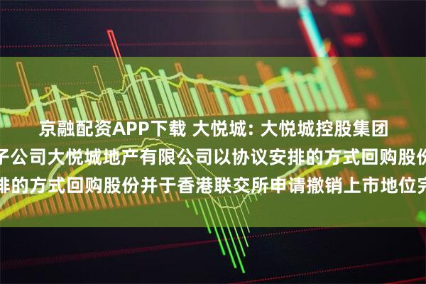 京融配资APP下载 大悦城: 大悦城控股集团股份有限公司关于控股子公司大悦城地产有限公司以协议安排的方式回购股份并于香港联交所申请撤销上市地位完成的公告