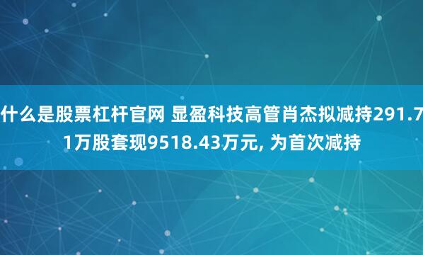 什么是股票杠杆官网 显盈科技高管肖杰拟减持291.71万股套现9518.43万元, 为首次减持